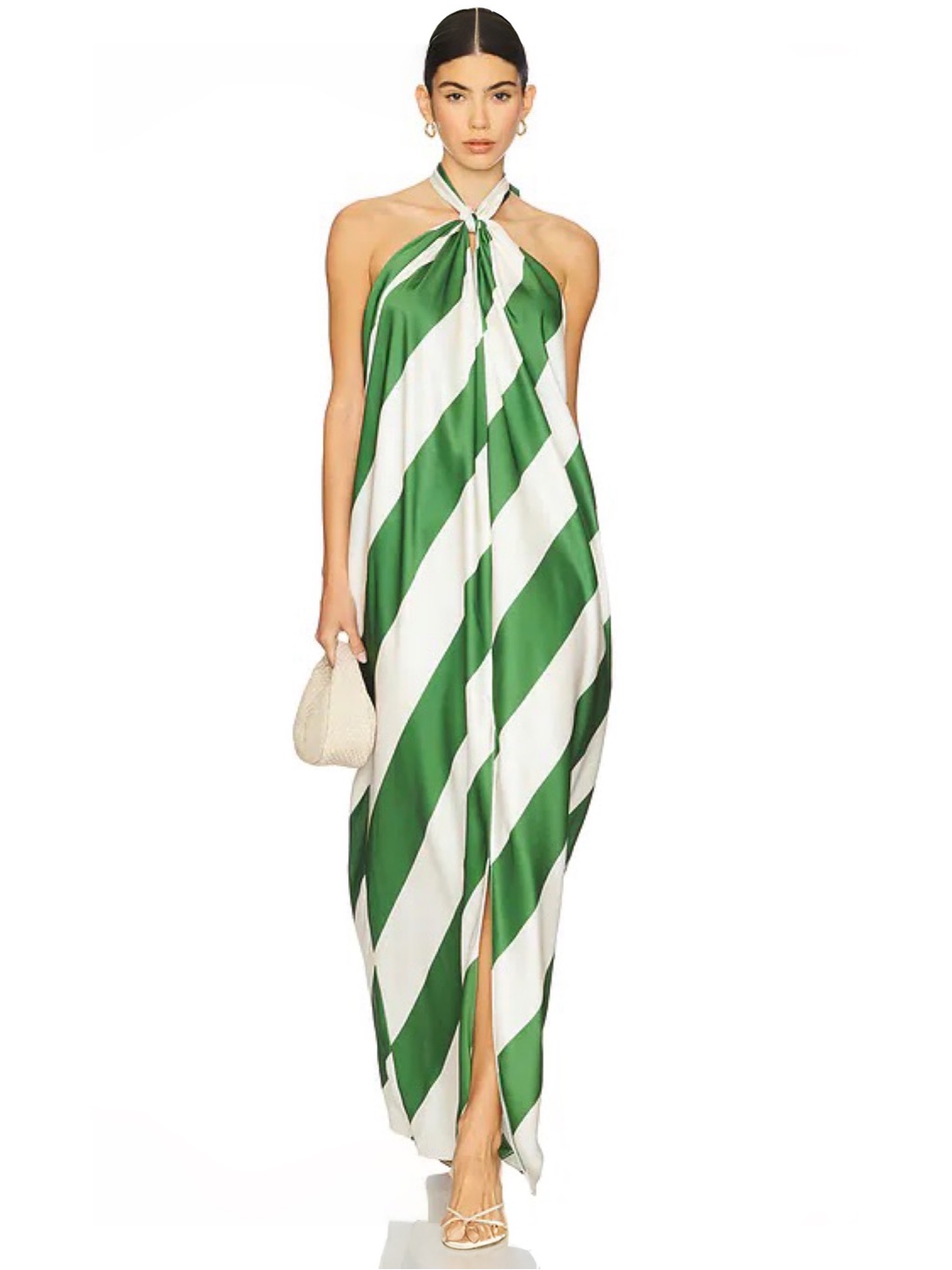 Ronny Kobo Chantelle Striped Halter Neck Maxi Dress Sz M Msrp $538 Revolve New
